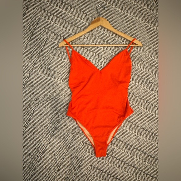 J.Crew  NWT Playa Women’s Open Back criss cross  Orange One Piece SwimSuit M - Picture 3 of 16